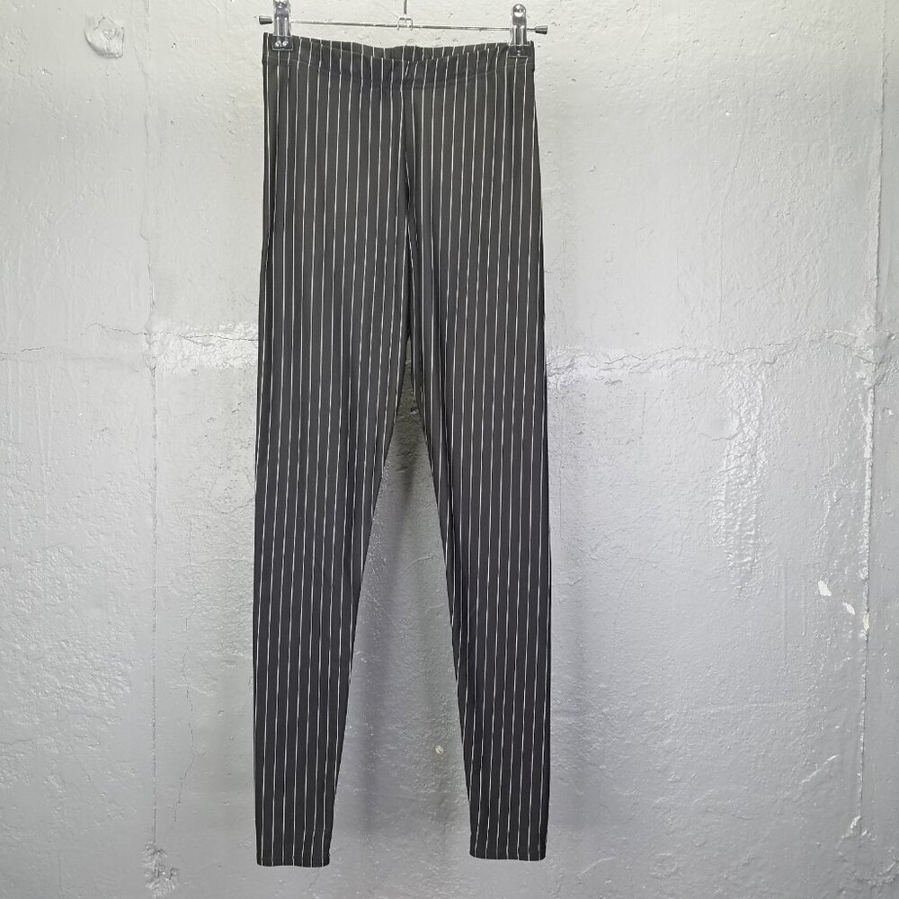 Black Milk Leggings Women's Sm Black White Pin Stripe 7/8 Length Pull-on Stretch